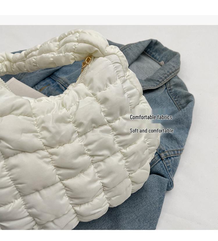 Korean Style Cloud Pleats Cotton Jacket Bag for Girls - Versatile Large Capacity Dumpling Shoulder Handbag