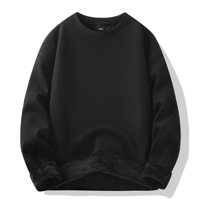 Fashion Sweater Men's New Spring, Autumn and Winter Solid-colour Padded and Thickened Hoodie Tide Couple Round Neck Jacket Tops