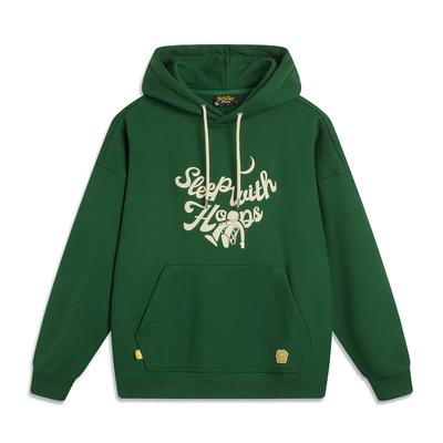 Li-Ning Basketball Series Lettered Hooded Comfortable Breathable Versatile Casual Loose Sweatshirt Men Sweatshirt Eden-Green AWDUF77-2