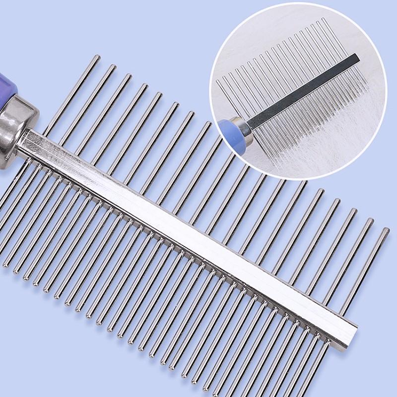 Dog Comb Double-sided Dogs Brush Stainless Steel Rake Combs for Dog Grooming Comfortable Handle Cat Hair Comb Brush Pet Supplies