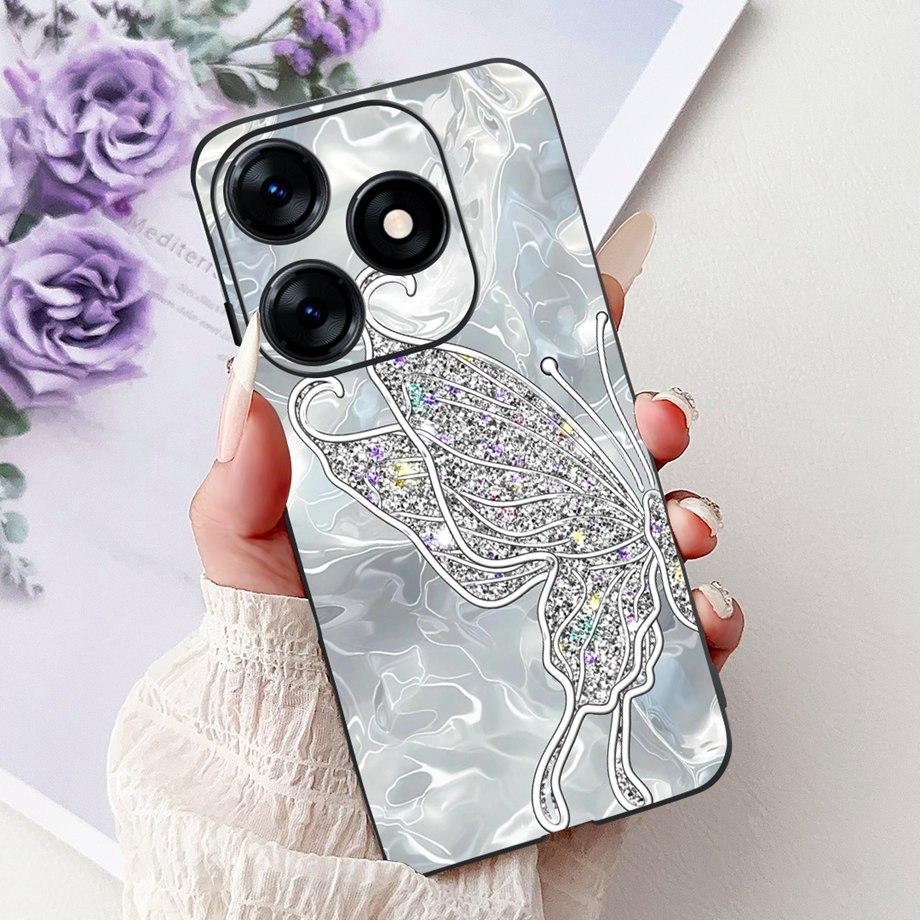 Luxury Matte Silicone Soft Case For Tecno Spark 10c 10 Pro Spark10 4G 5G KI5k KI5q KI7 KI8 Capa Flower Loving Heart Bowknot Etui
