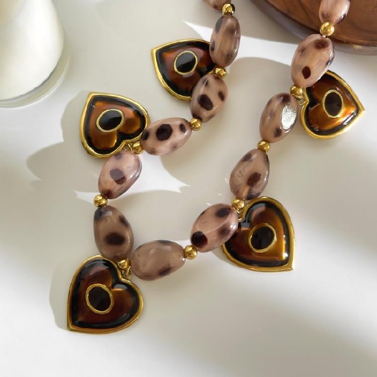 Retro Heart Evil Eyes Necklace Stainless Steel Adjustable Chain Jewelry For Women Vintage Layer Versatile Accessory