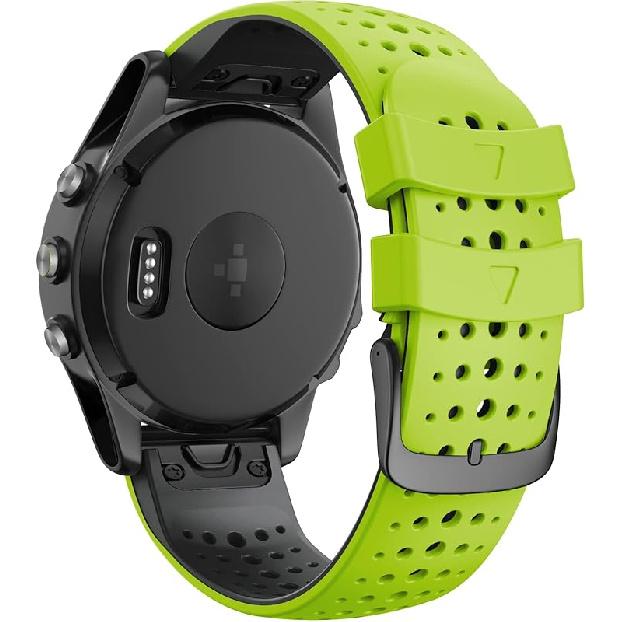 ANCOOL Compatible with Fenix 5/Fenix 6/Fenix 7 Watch Band 22mm Easy-fit Silicone Soft Sport Band Replacment for Fenix 7/6 Pro/Fenix 5 Plus/Fenix 8 Green/Black