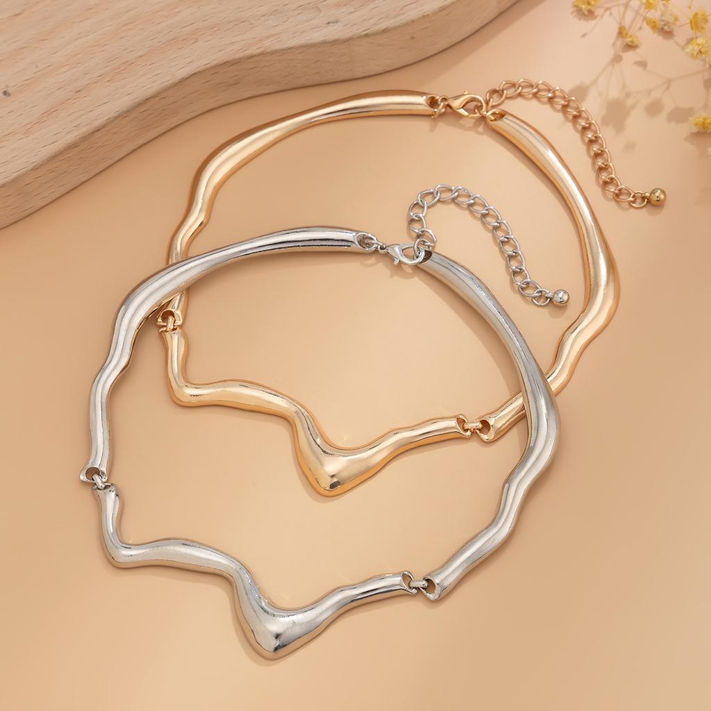 Liquid Metal Choker Men's Trendy Hip-Hop Niche Design Lava Collarbone Chain Necklace for Men