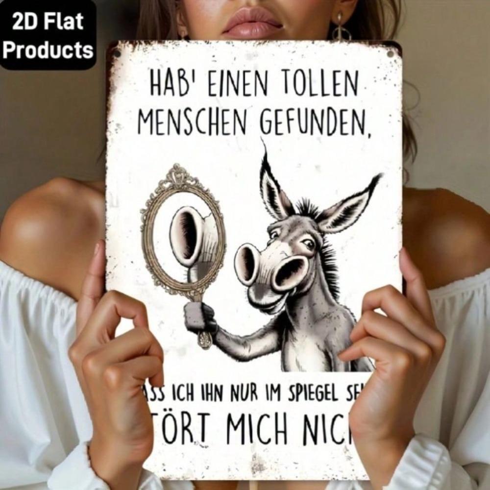 Vintage Metal Poster Esel Sign Funny German Saying for Home Bar Wall Decor