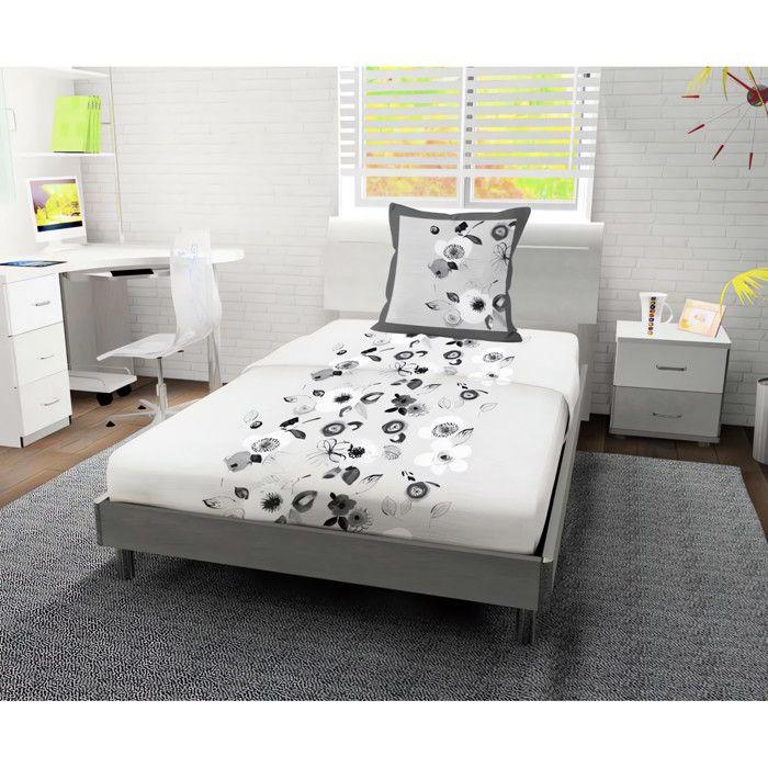 Parure de draps 180X290 cm en coton 57 Fils AQUARELLE gris, par Soleil d'ocre