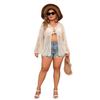 A New Summer Plus-size Solid Color Cardigan with Hollowed-out Knitting