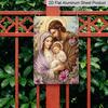 2D Flat Holy Family Virgin Mary Joseph Nativity Scene Floral Aluminum Metal Sign‑8.0x12.0inch Catholic Religious Wall Decor, Christian Chapel Home