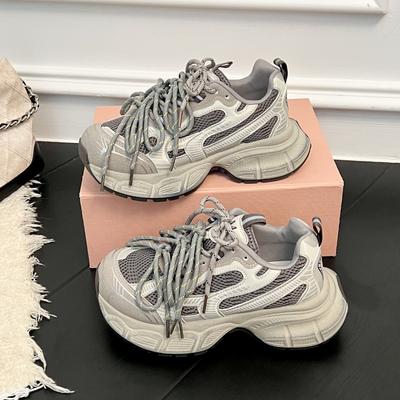 Very Popular New Niche Trendy Soft-soled Breathable Gray Platform Dad Shoes Women's Jogging Casual Sneakers