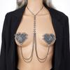Breast Chain Women's Premium Exploding Glitter Pure Desire Wind Sexy Breast Stickers Love Rhinestone Body Chain Fashion Jewelry