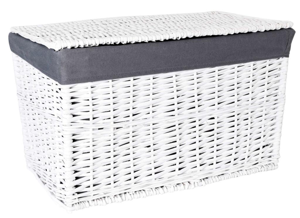 Kufer Wiklinowy 76X46X46 Cm - 160L - Biało-Szary