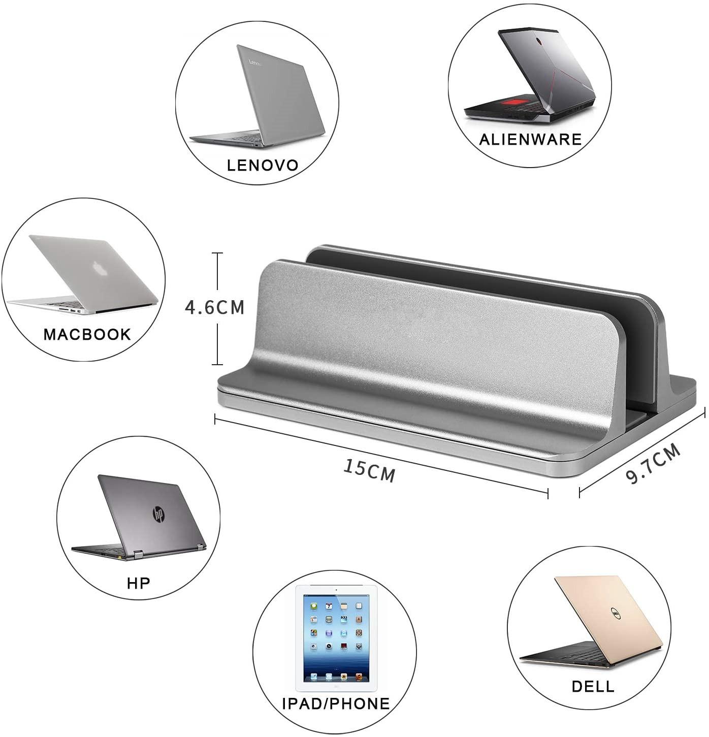 

Aluminum Alloy Vertical Laptop Stand Adjustable Desktop Holder Black