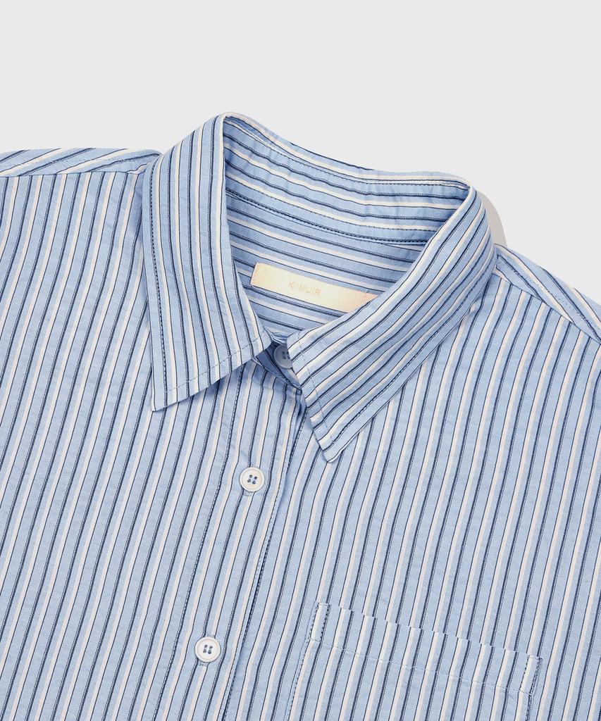 KIIMUIR (Women) Sheer Stripe Oversized Shirt_Sky Blue
