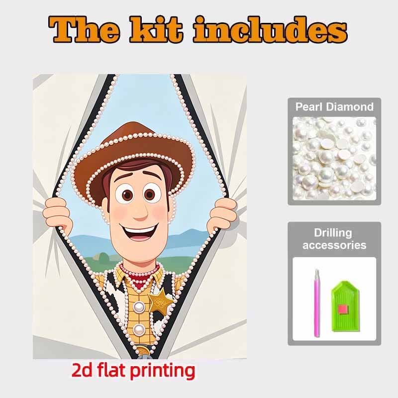 Disney Pearl Painting Toy Story Cowboy Woody Handmade DIY Pearl Gemstone Painting Pictures Crafts Special Shape Home Wall Decoration