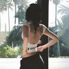 Women Cap Sleeve Crop Top, White Letter Print Open Back Slim Fit Y2K Sleeveless Backless Going Out Tank Top