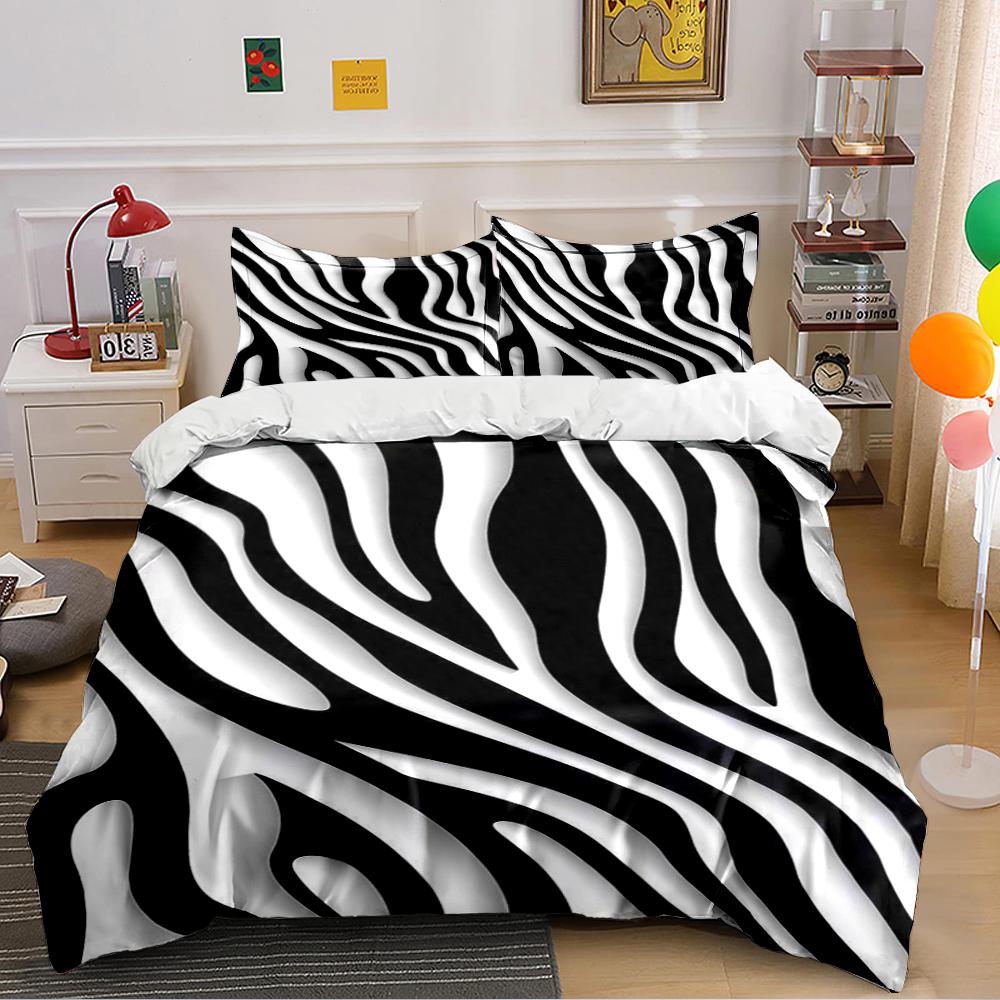 Zebra Stripe Black and White Bedding Set Bedding set (1 duvet cover, 2 pillowcases, duvet not included)