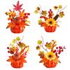 Rustic Autumn Floral Arrangement Fall Artificial Pumpkin Table Centerpiece, Fake Decoration with Sunflowers, Halloween Party Ornament Maple