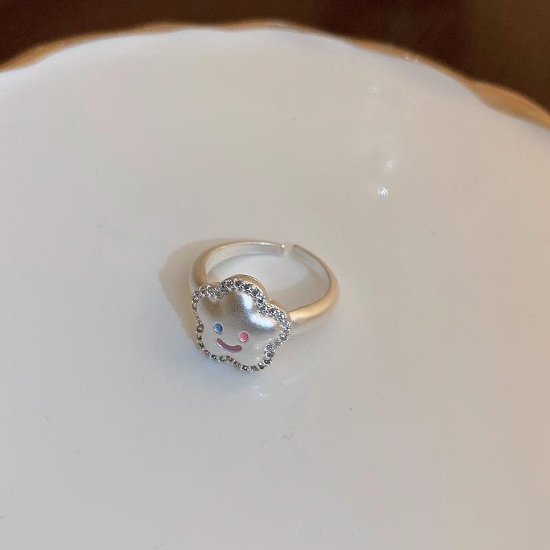 Y2K Fashion Matte Silver Color Star Puppy Rings Girl Sweet Cute Geometric Open Ring For Women Party Jewelry Accessories Gifts