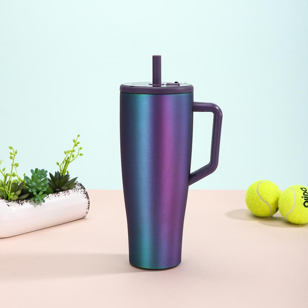 40oz Insulated Stainless Steel Car Cup with Straw & Handle