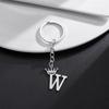 Stainless Steel Crown Letter Keychain Pendant, European Punk Style.