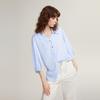ELLE French Design Minimalist Loose Shirt Women Tops Light-Blue EC48656