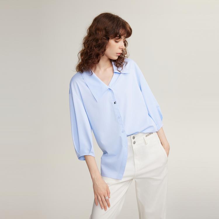 ELLE French Design Minimalist Loose Shirt Women Tops Light-Blue EC48656