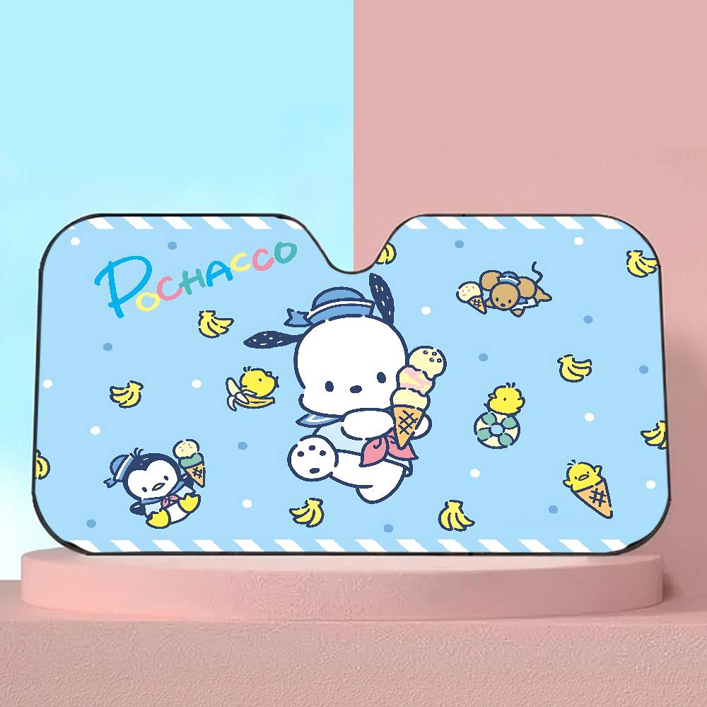 Cute Cartoon Puppy P-Pochacco Windshield Sunshade Anime Cute Car Front Windshield 70x130cm Sun Visor Heat Reflector