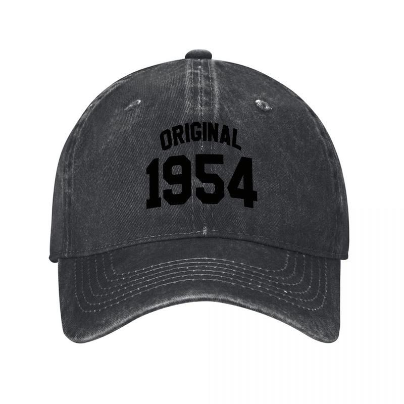 Original 1954 Vintage Washed Canvas Baseball Cap Unisex Casual Soft Top Hat Classic Letter Print Adjustable Sun Hat