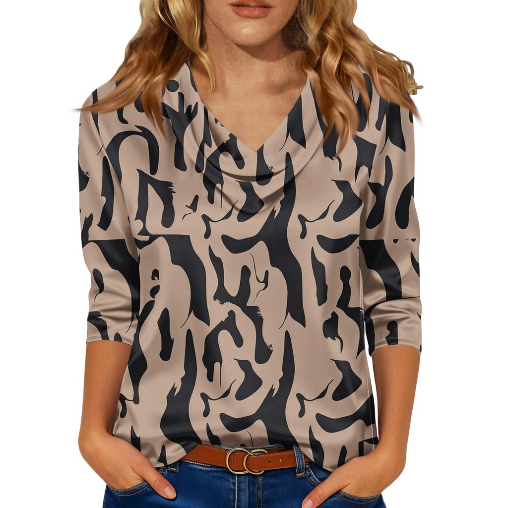 Kadınlar İçin Şık 3/4 Uzun Kollu Gömlekler İş Günlük Kıyafet Üstleri