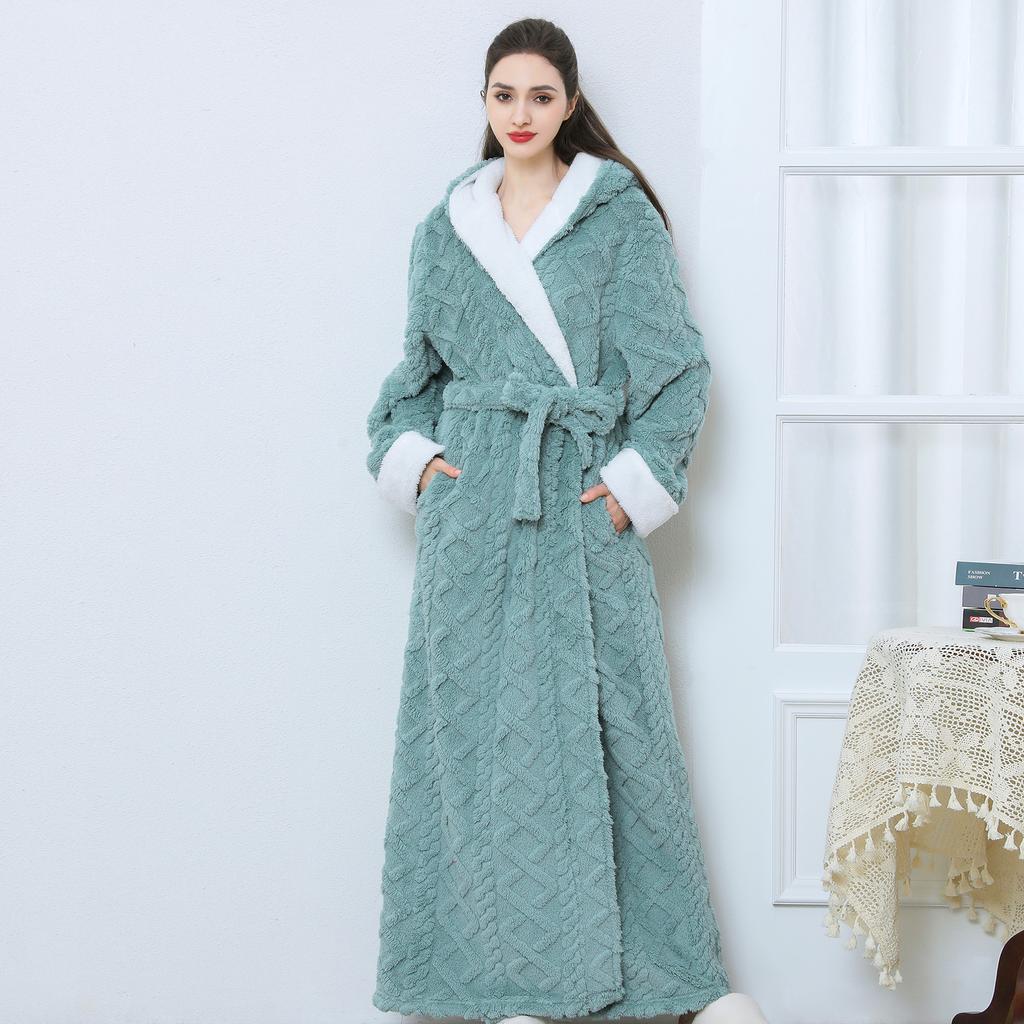 Halat de Baie cu Glugă de Iarnă pentru Bărbați Halate de Baie Lungi din Pluș cu Glugă Halat de Baie Confortabil și Călduros Halat de Spa Pufoasă cu Buzunare Halat de Casă pentru Bărbați Halate Pufoase din Fleece