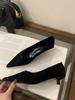2025 New Pointed Suede Cat Heel High Heels Women's Thin Heel Shallow Mouth Single Shoes Autumn Versatile Professional Work Shoes