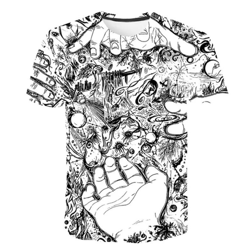 Halloween Big Palm Pattern Print T-Shirt For Men Summer Fashion Short Sleeve  T Shirt Women Street Casual Oversized Clothing