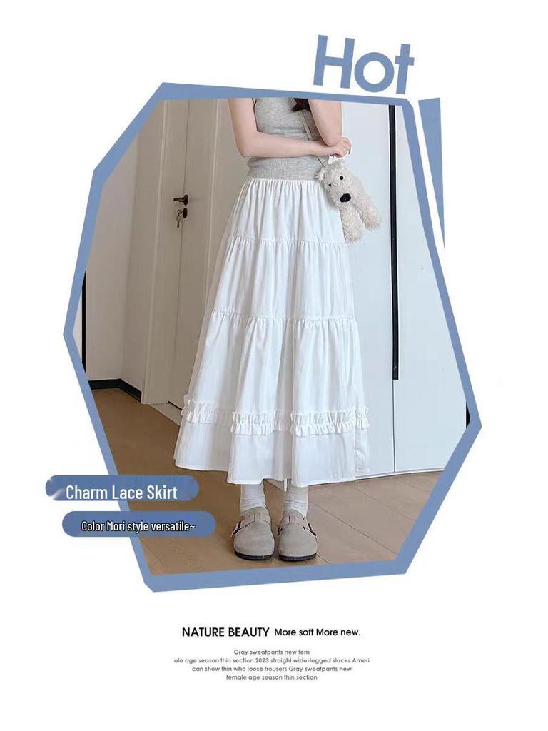 Women's Retro High-Waist A-Line Midi Skirt - Summer Slimming, Versatile, and Casual