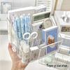 Transparent Five Grid Square Acrylic Pen Holder Ins Style Office Storage Organizer
