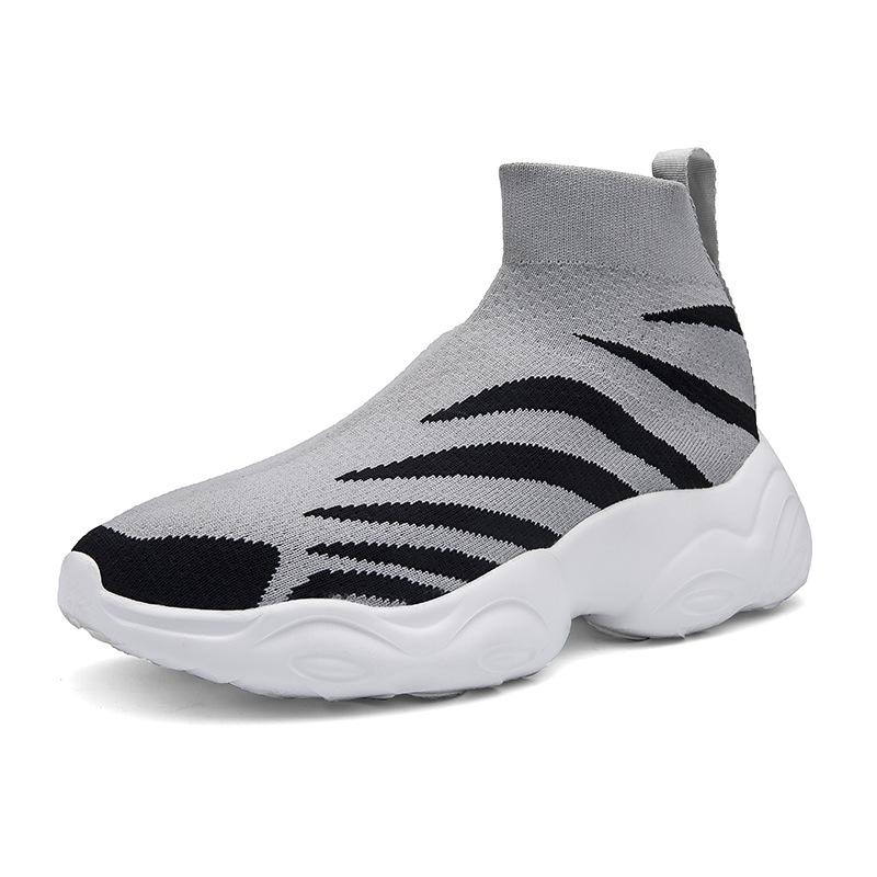 Autumn and winter new high-top socks shoes women's couple shoes breathable fashion show flying woven shoes large size
