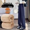 Women's Fleece-Lined Wide-Leg Pants - Autumn/Winter 2024 Lamb's Wool Straight-Leg Sportswear