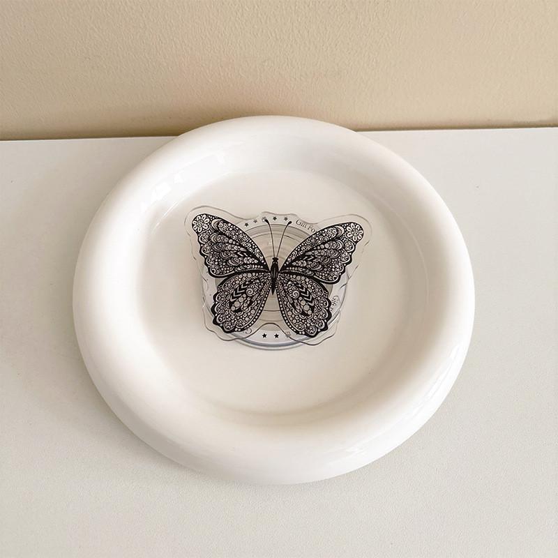 Korean Lace Butterfly Phone Ring: Retractable Stand & Magnetic Holder for TV/Movie Viewing