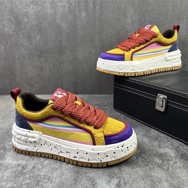 Trendy platform men's shoes autumn new versatile height increase white shoes casual board shoes sports trendy shoes