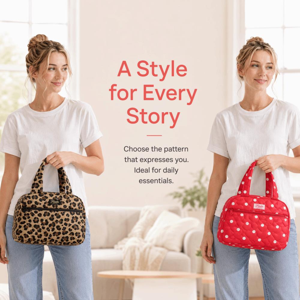 Durable Lunch Tote Bag Portable Food Container Bag Polka Dots Insulated Lunch Bag Office
