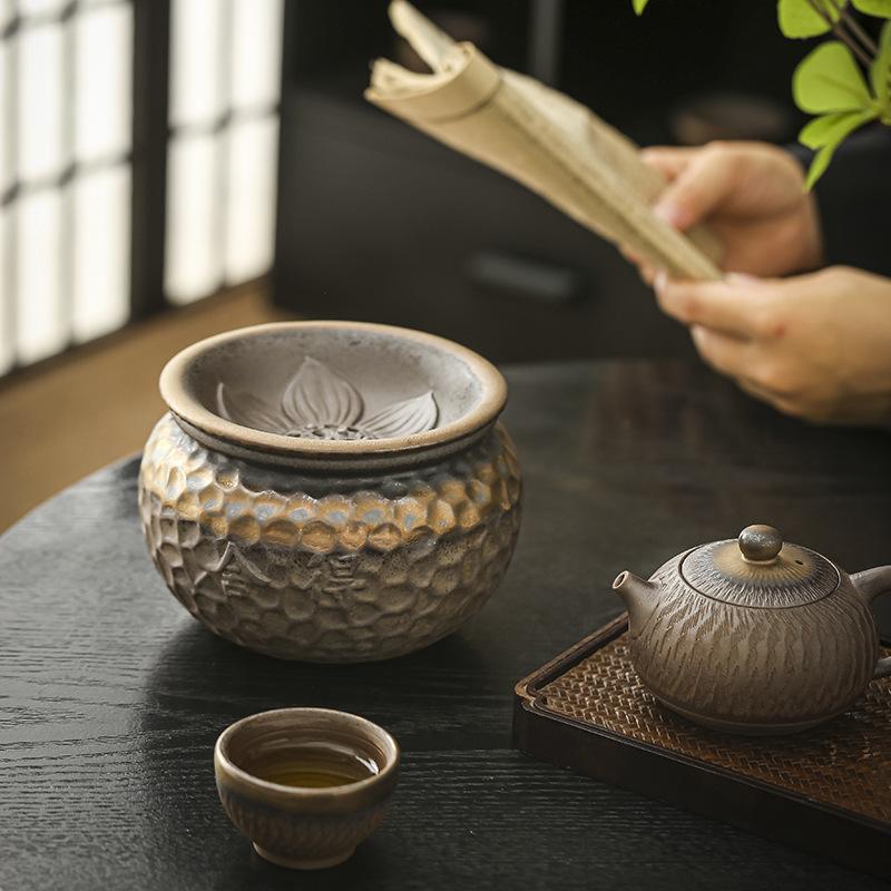 Ancient Burned Lotus Pod Jianshui Gilt Iron Glaze Hammer Pattern Tea Residue Tank Waste Tea Bucket Cup Washing Water Washing Tea Ceremony Accessories