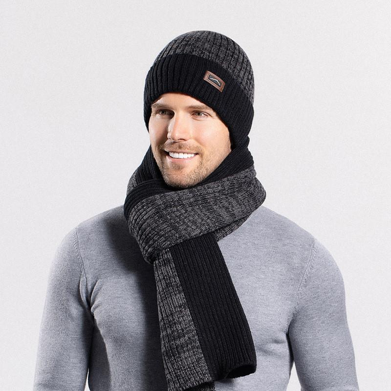 Acrylic Knit Hat Scarf Gloves Set With Windproof Warmth For Outdoor Winter Men And Women