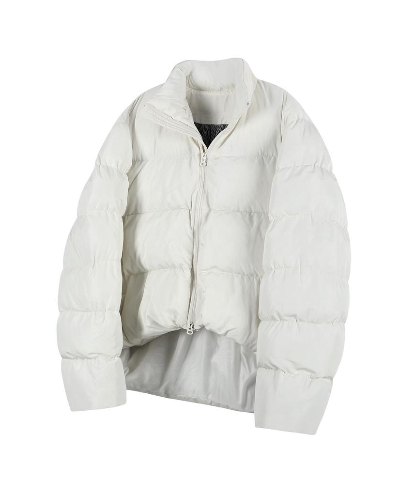 Standarderror 87-Stan021 Essential Asymmetrical Oversized Hooded Padded Jumper Ivory