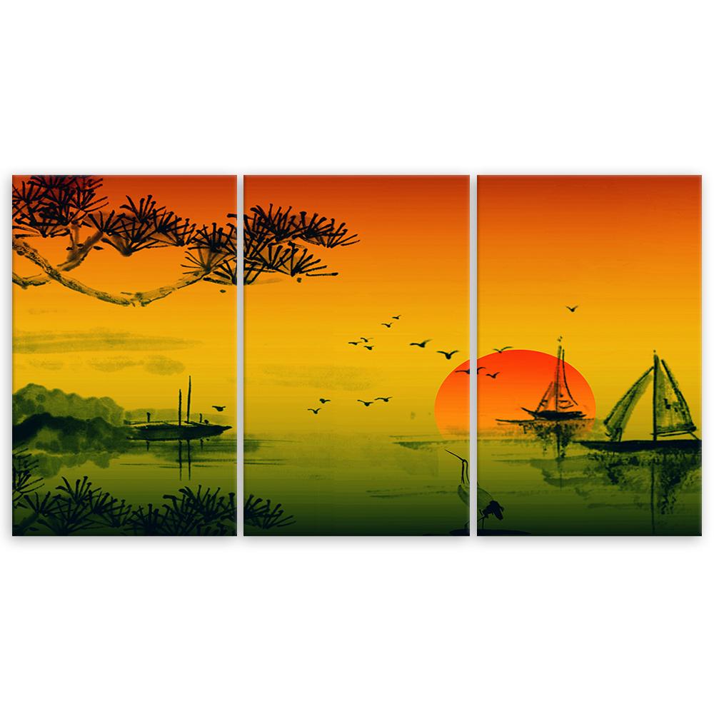 Three Piece Picture Canvas Print Landscape Japan