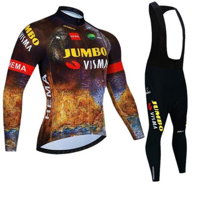 JUMBO Men's Women's Fleece Riding Suit Strap Set Road Mountain Bike Bicycle Warm Shirt