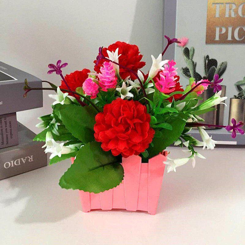 

Artificial Flower Inoutdoor Fake False Plant In Pot Home Garden Decor Realistic красный