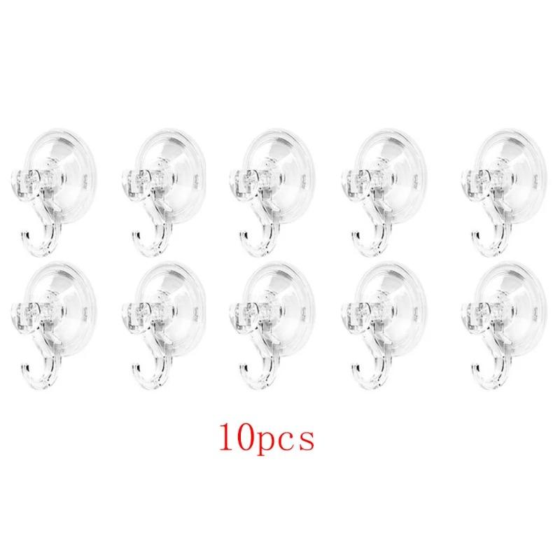 5/10pcs Suction Cup Hooks Clear Reusable Heavy Duty Vacuum Suction Cup Hooks Glass Kitchen Bathroom Hooks for Towel