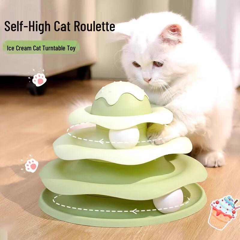 Интерактивная трехъярусная вращающаяся игрушка-когтеточка для кошек
