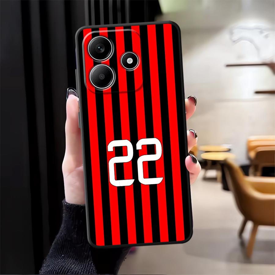 Fußball SuperStar Nummern Hülle für Xiaomi Redmi Note 13 14 Pro Plus 11s 10S 9S 7 8 9 10 11 12 Pro 12s Schwarze Weiche Handyhülle