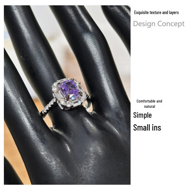 Gessen Jewelry Luxury Diamond Inlaid Rectangular Ring