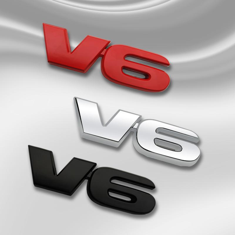 ydjcv7 3D Car V6 Design Grille Badge Front Emblem Rear Trunk Body Sticker For Toyota 2019 4runner rav4 Tundra Corolla Ford  Accessory